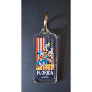 Walt Disney Lucite Keychain with Mickey Mouse, Pluto and Donald Duck